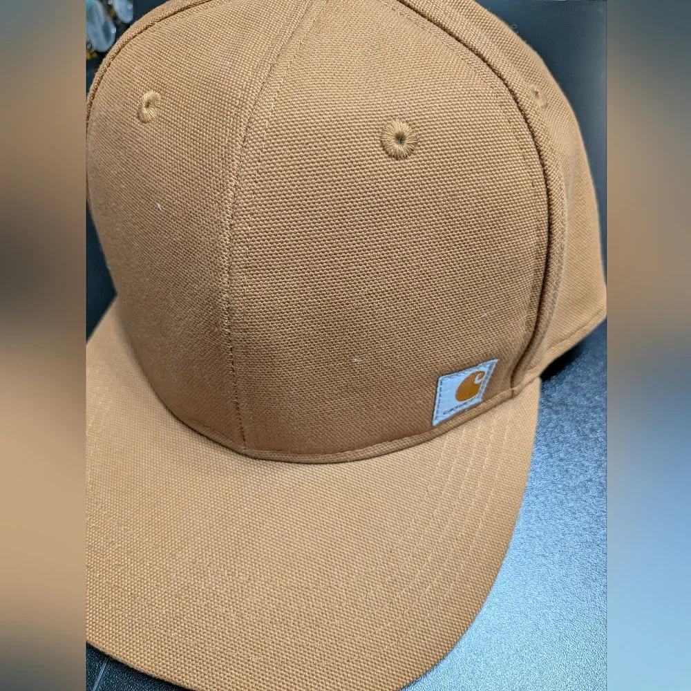 Carhartt Ashland Brown Duck Canvas Hat Snapback Flat Brim Workwear Outdoor Cap